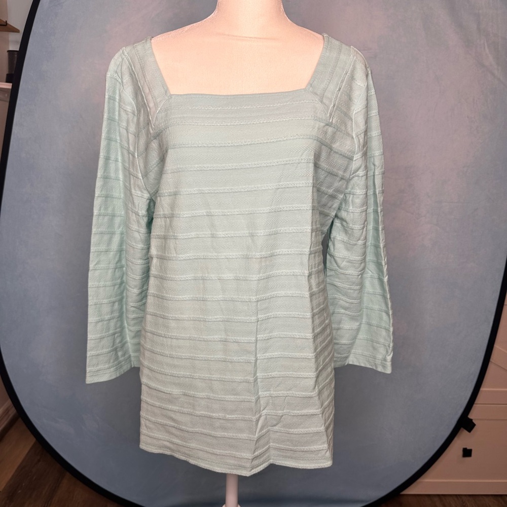 Talbots Mint Square-Neck 3/4 length  Knit shirt